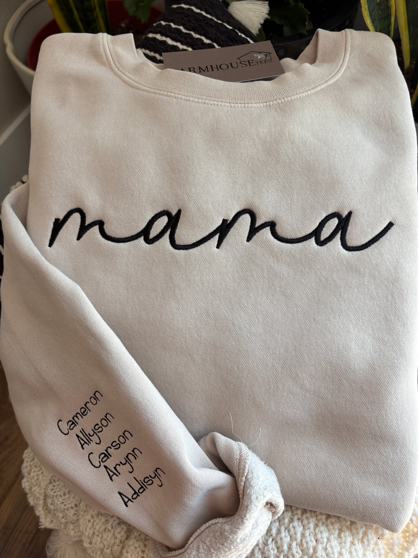 Embroidered "Mama" Custom Name Sweatshirt