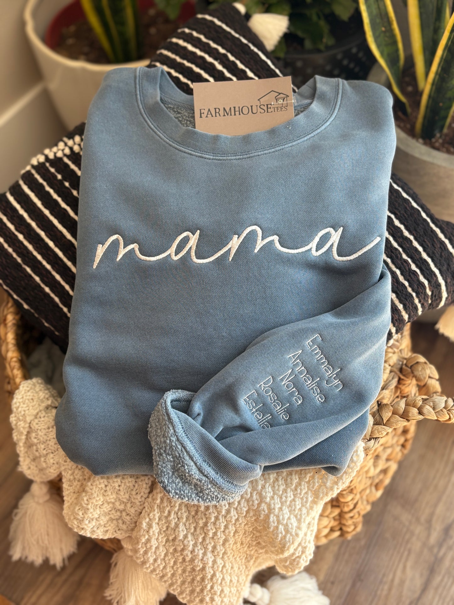 Embroidered "Mama" Custom Name Sweatshirt