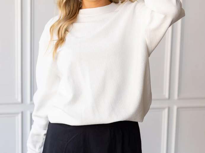 Personalized Corded Crewneck | Cozy Ribbed Sweatshirt with Farm + Mama Sayings