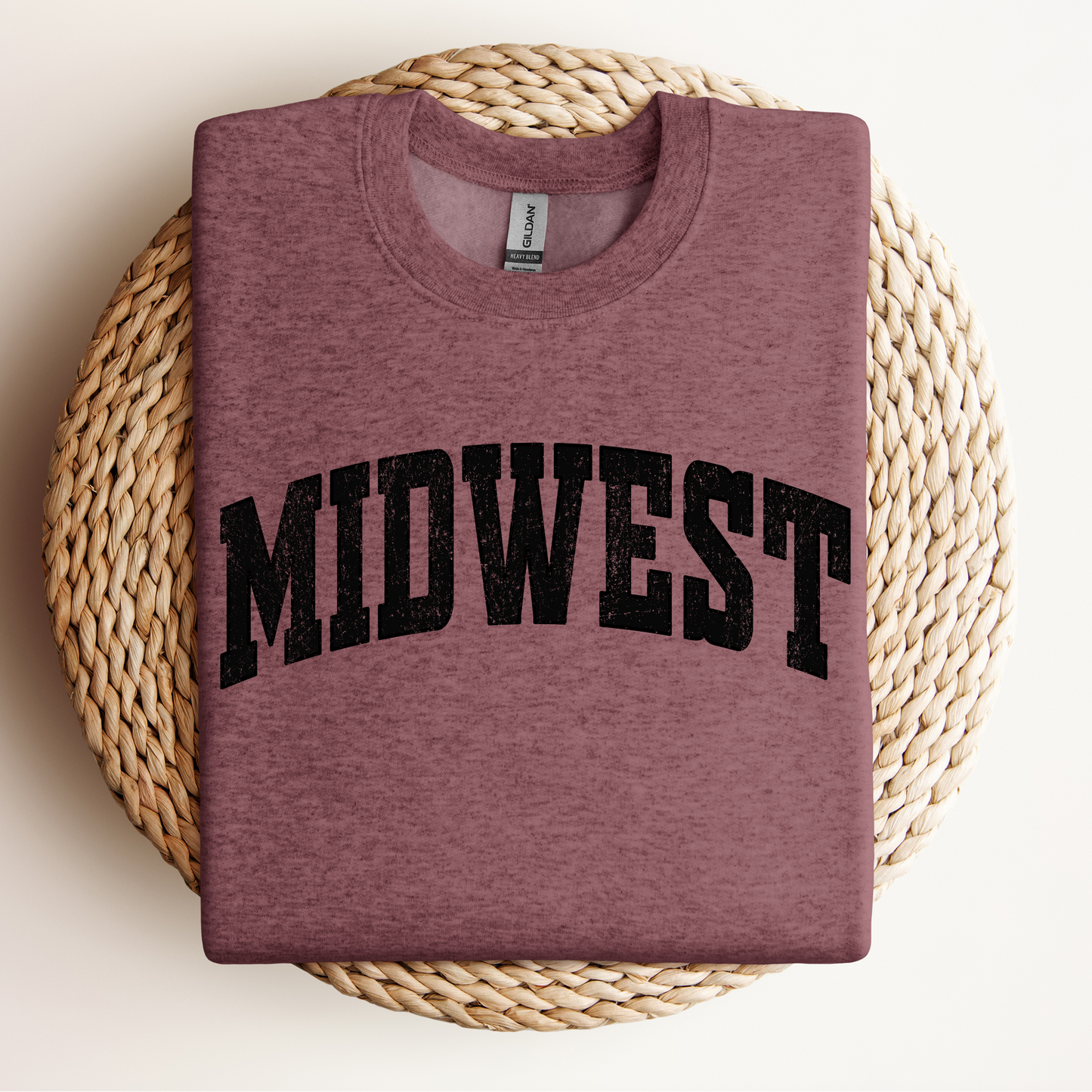 Midwest (distressed, black print) Tee or Sweatshirt