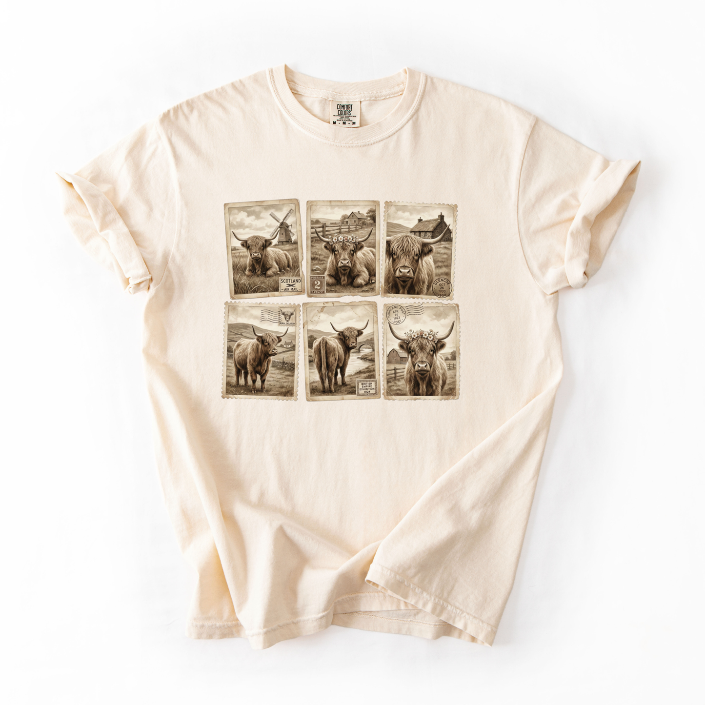 Highland Cow Vintage Postage Stamp