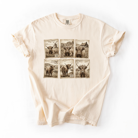 Highland Cow Vintage Postage Stamp