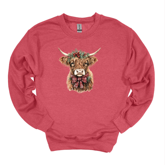 Winter Highland Cow – Cozy Country Christmas Sweatshirt for Rural Moms