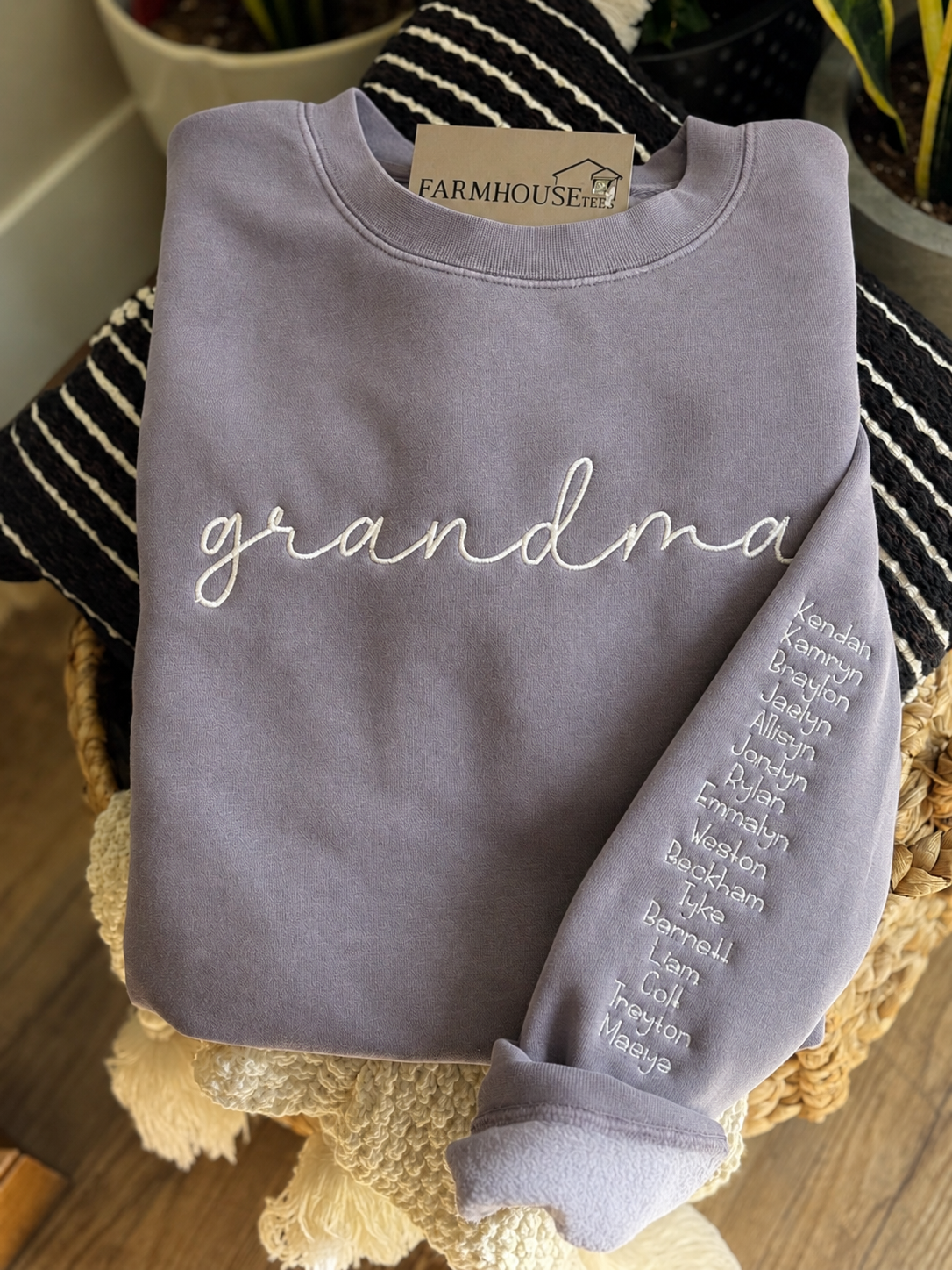 Embroidered "Grandma" Custom Name Sweatshirt