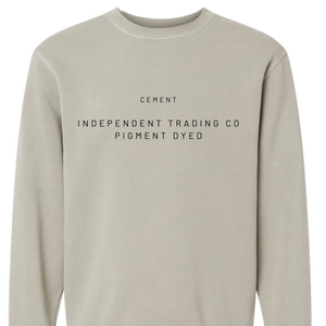 Beige sweatshirt with text on a white background