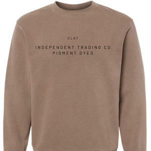 Brown sweatshirt with text on a white background