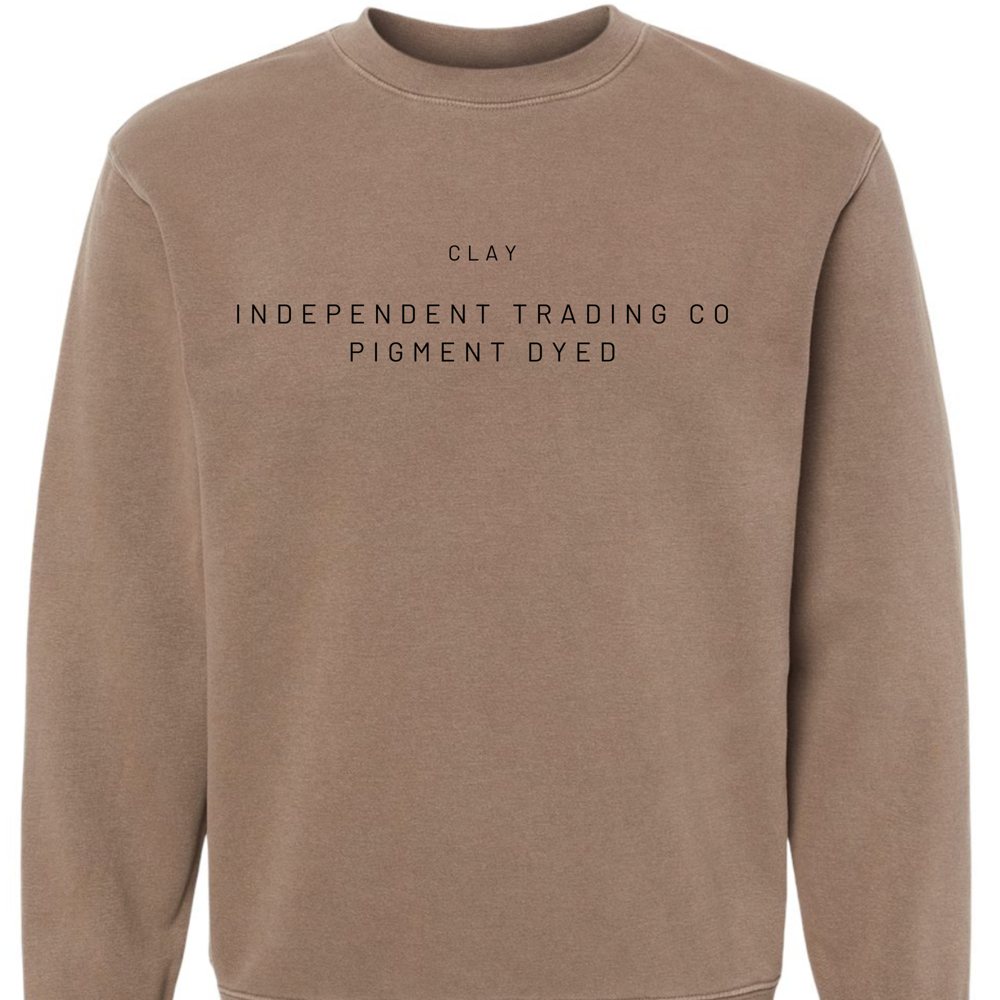 Brown sweatshirt with text on a white background