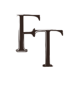Decorative letter 'F' and 'T' on a white background
