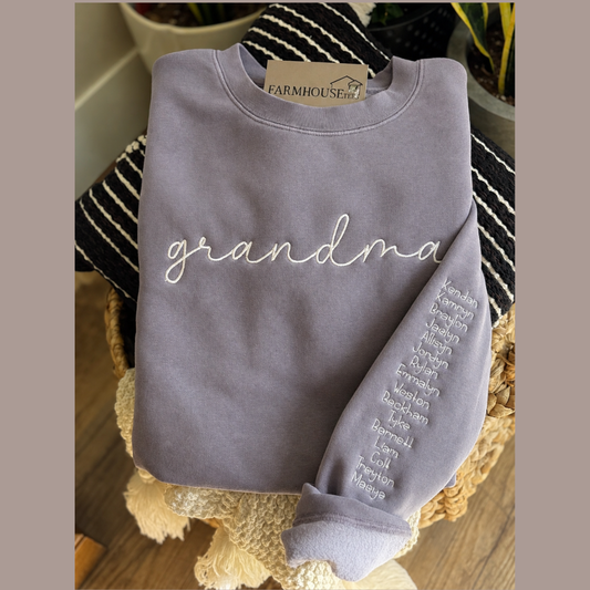 Embroidered "Grandma" Custom Name Sweatshirt