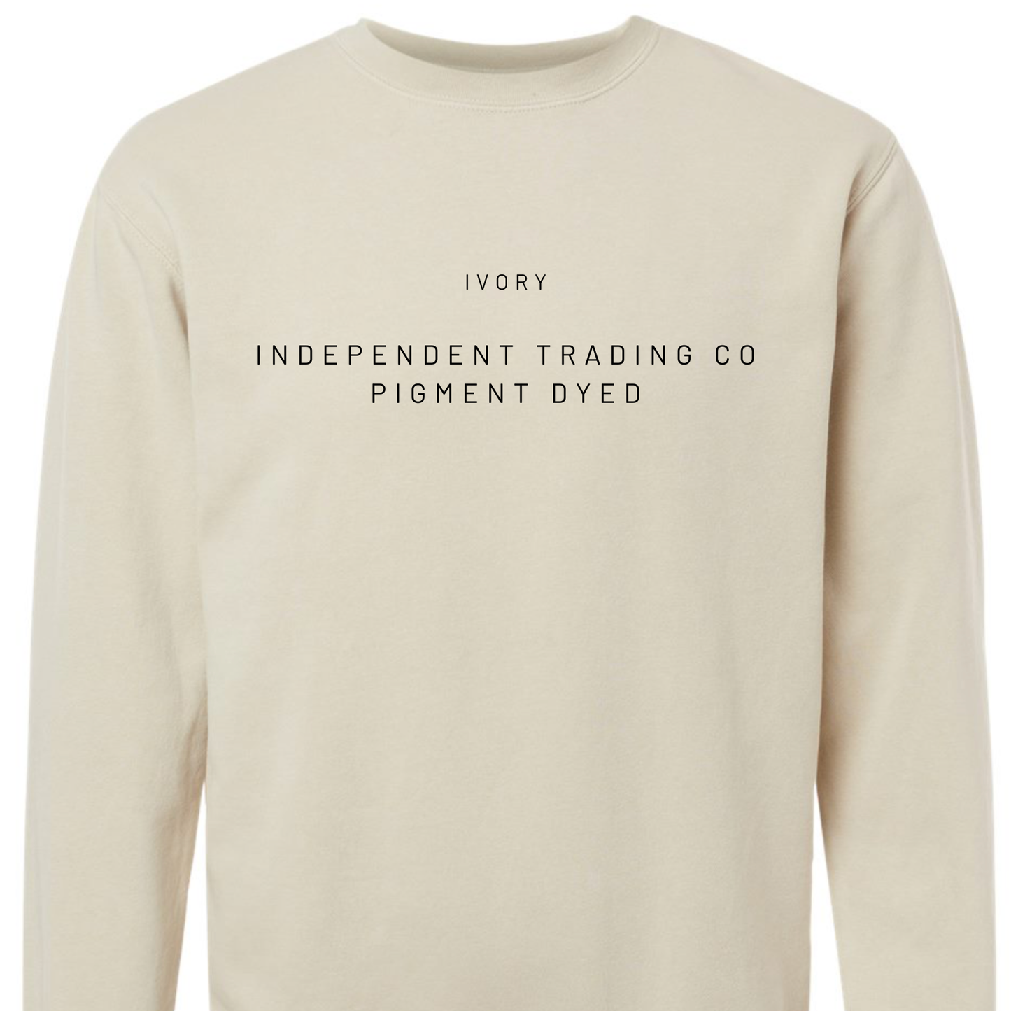 off white sweatshirt with text on a white background