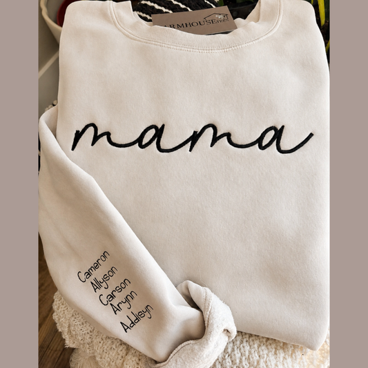 Embroidered "Mama" Custom Name Sweatshirt